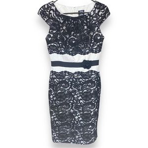 JAX Mixed Lace & Embroidered Floral Sheath Dress 8